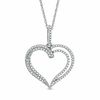 Thumbnail Image 1 of 1/4 CT. T.W. Diamond Double Heart Pendant in 10K White Gold