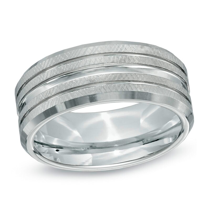 Main Image 1 of Triton 9.0mm Comfort Fit White Tungsten Wedding Band - Size 10
