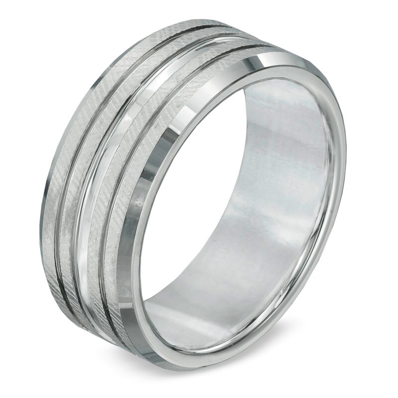 Main Image 2 of Triton 9.0mm Comfort Fit White Tungsten Wedding Band - Size 10