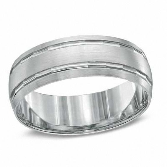 7.0mm Double Groove Wedding Band in 10K White Gold