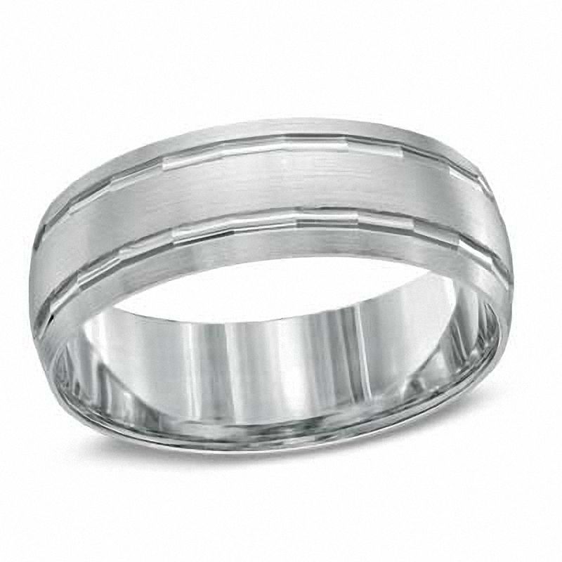 Main Image 1 of 7.0mm Double Groove Wedding Band in 10K White Gold