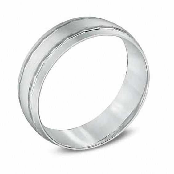 7.0mm Double Groove Wedding Band in 10K White Gold