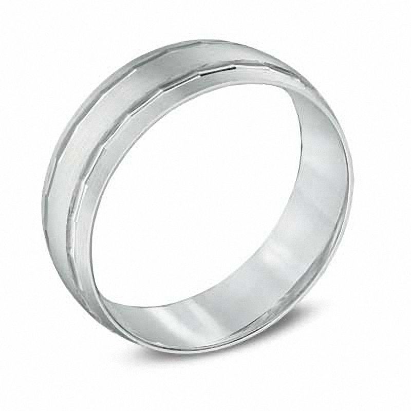 Main Image 2 of 7.0mm Double Groove Wedding Band in 10K White Gold