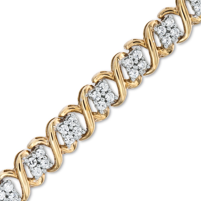 Main Image 1 of 1 CT. T.W. Diamond "X" Bracelet in 10K Gold