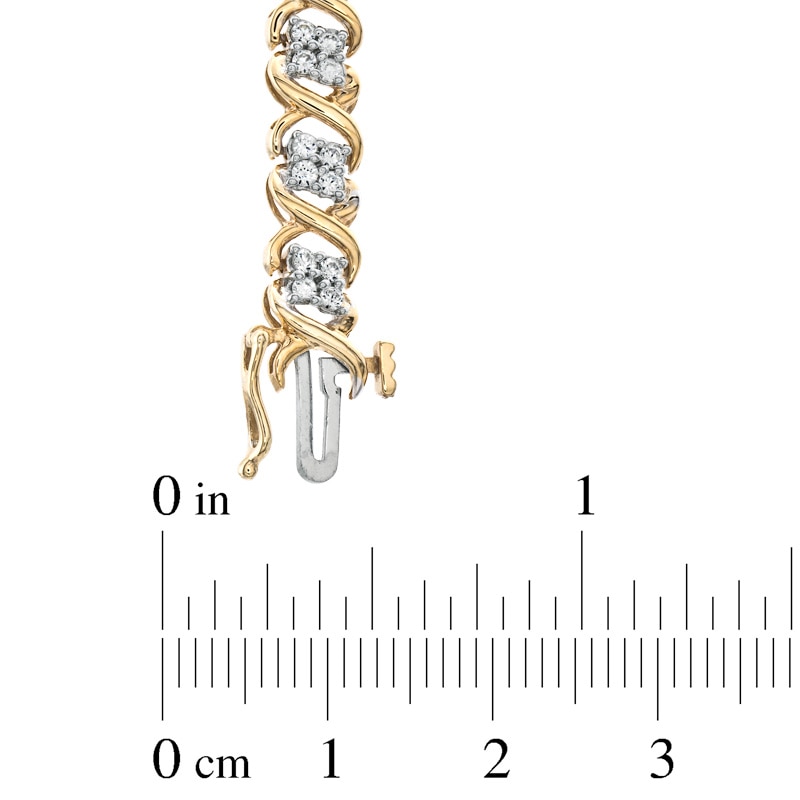 Main Image 2 of 1 CT. T.W. Diamond "X" Bracelet in 10K Gold