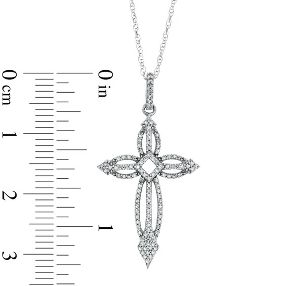 1/4 CT. T.w. Diamond Open Cross Pendant in 10K White Gold