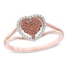 Thumbnail Image 0 of 1/5 CT. T.W. Enhanced Cognac and White Diamond Cluster Heart Ring in 10K Rose Gold