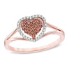 Thumbnail Image 1 of 1/5 CT. T.W. Enhanced Cognac and White Diamond Cluster Heart Ring in 10K Rose Gold