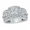 Thumbnail Image 1 of 1-1/2 CT. T.W. Diamond Layered Framed Cluster Ring in 10K White Gold