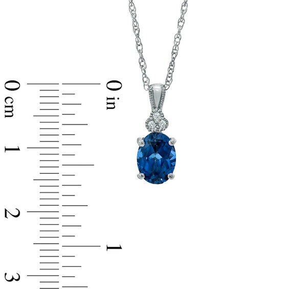 Oval Lab-Created Blue and White Sapphire Pendant, Ring and Earrings Set in Sterling Silver - Size 7