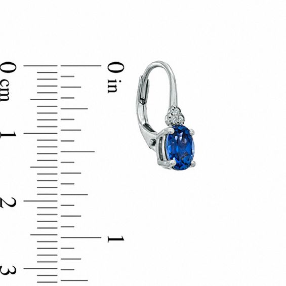 Oval Lab-Created Blue and White Sapphire Pendant, Ring and Earrings Set in Sterling Silver - Size 7