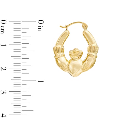 0.51 in x 0.12 in 14K White Gold Claddagh Hoop Earrings 