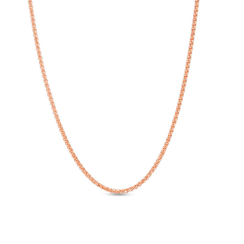 Ladies' 1.1mm Wheat Chain Necklace in 14K Rose Gold - 18"