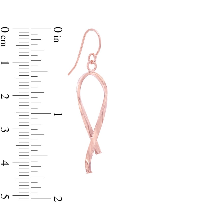 Breast Cancer Awareness Ribbon Drop Earrings in 14K Rose Gold