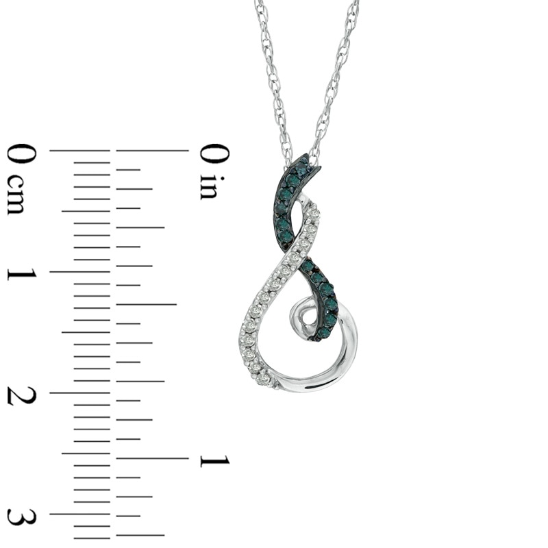 Main Image 2 of 1/6 CT. T.W. Enhanced Blue and White Diamond Curly Pendant in Sterling Silver