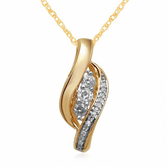 1/5 CT. T.w. Diamond Three Stone Pendant in 10K Gold