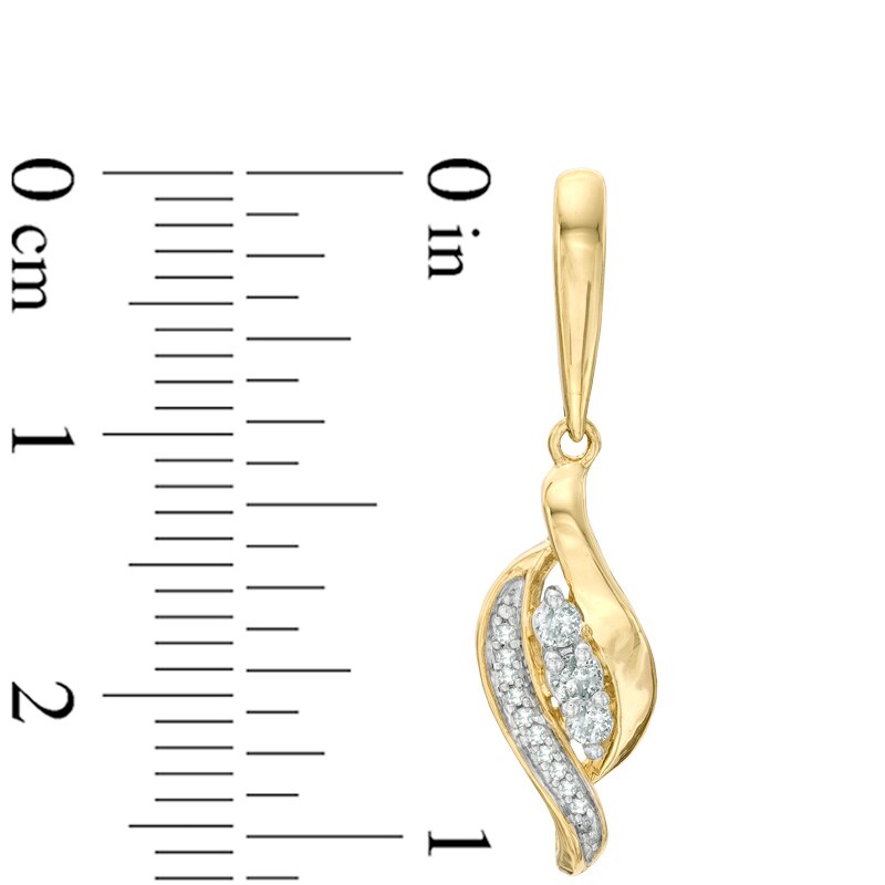 Main Image 2 of 1/5 CT. T.W. Diamond Three Stone Drop Earrings in 10K Gold