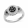 Thumbnail Image 0 of 1/3 CT. T.W. Enhanced Black and White Diamond Vintage-Style Cluster Ring in Sterling Silver