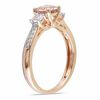 Thumbnail Image 1 of 6.0mm Morganite, Lab-Created White Sapphire and Diamond Accent Engagement Ring in 10K Rose Gold