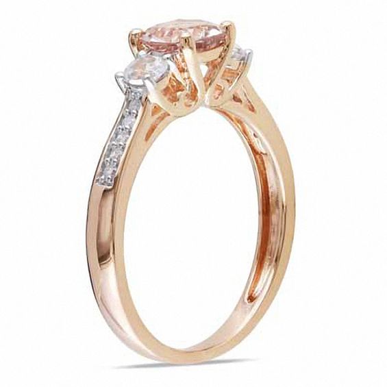 Morganite Pink Sapphire And Diamond Accent Ring In K Rose Gold Morganite Pink Sapphire And Diamond Accent Ring In K Rose Gold
