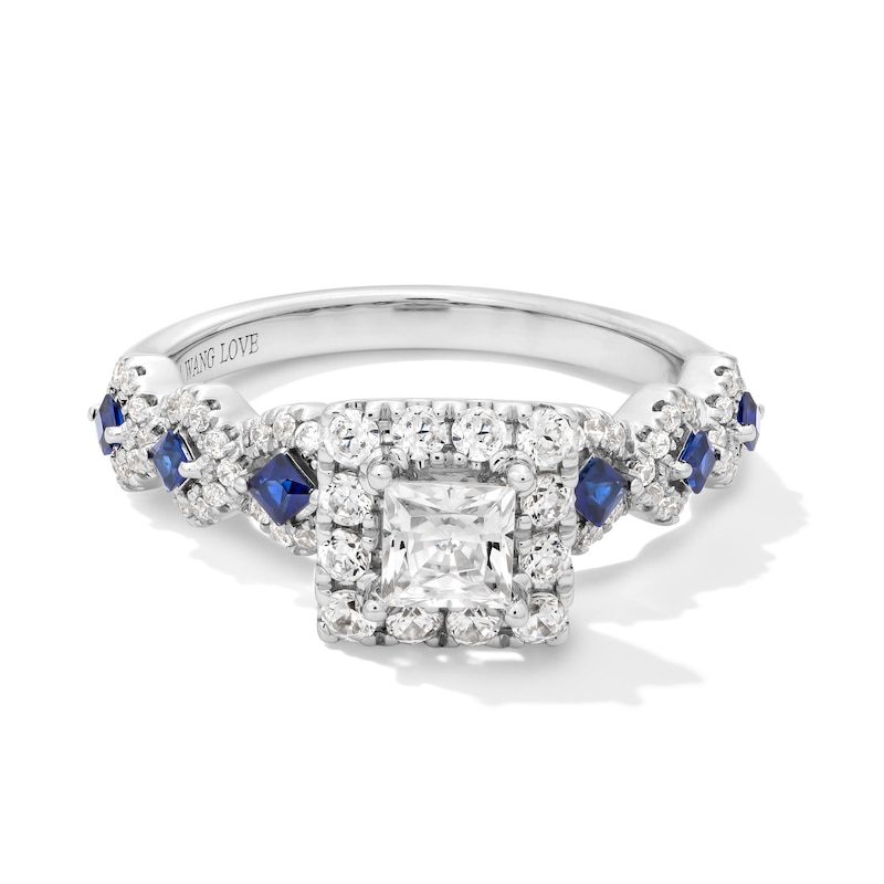 Vera Wang Love Collection 1 CT. T.W. Diamond and Blue Sapphire Engagement Ring in 14K White Gold