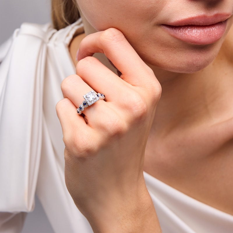 Main Image 2 of Vera Wang Love Collection 1 CT. T.W. Diamond and Blue Sapphire Engagement Ring in 14K White Gold