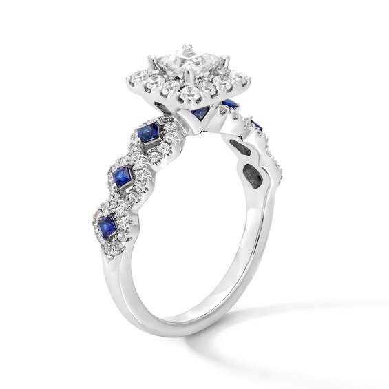 Vera Wang Love Collection 1 CT. T.w. Diamond and Blue Sapphire Engagement Ring 14K White Gold