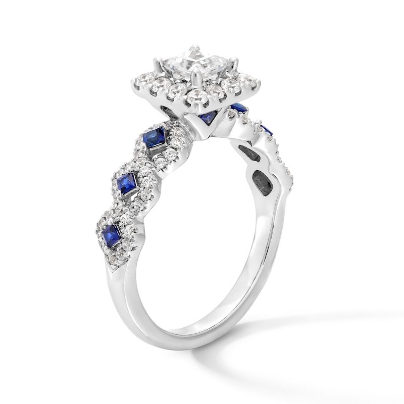 Main Image 3 of Vera Wang Love Collection 1 CT. T.W. Diamond and Blue Sapphire Engagement Ring in 14K White Gold