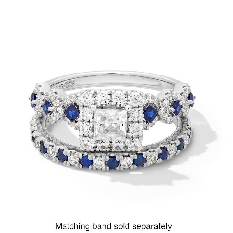 Main Image 4 of Vera Wang Love Collection 1 CT. T.W. Diamond and Blue Sapphire Engagement Ring in 14K White Gold