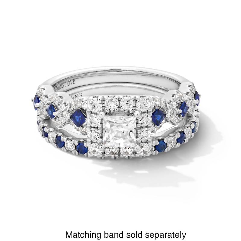 Main Image 5 of Vera Wang Love Collection 1 CT. T.W. Diamond and Blue Sapphire Engagement Ring in 14K White Gold