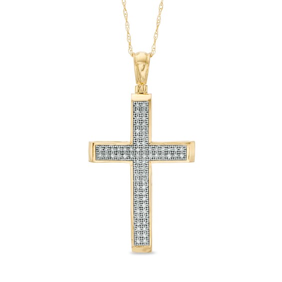 1/5 CT. T.w. Diamond Cross Pendant in 10K Gold