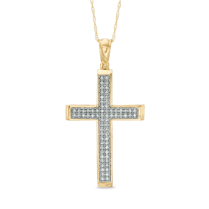 1/5 CT. T.W. Diamond Cross Pendant in 10K Gold