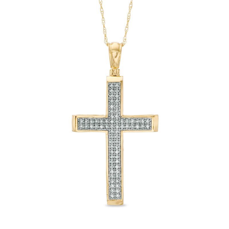 Main Image 1 of 1/5 CT. T.W. Diamond Cross Pendant in 10K Gold