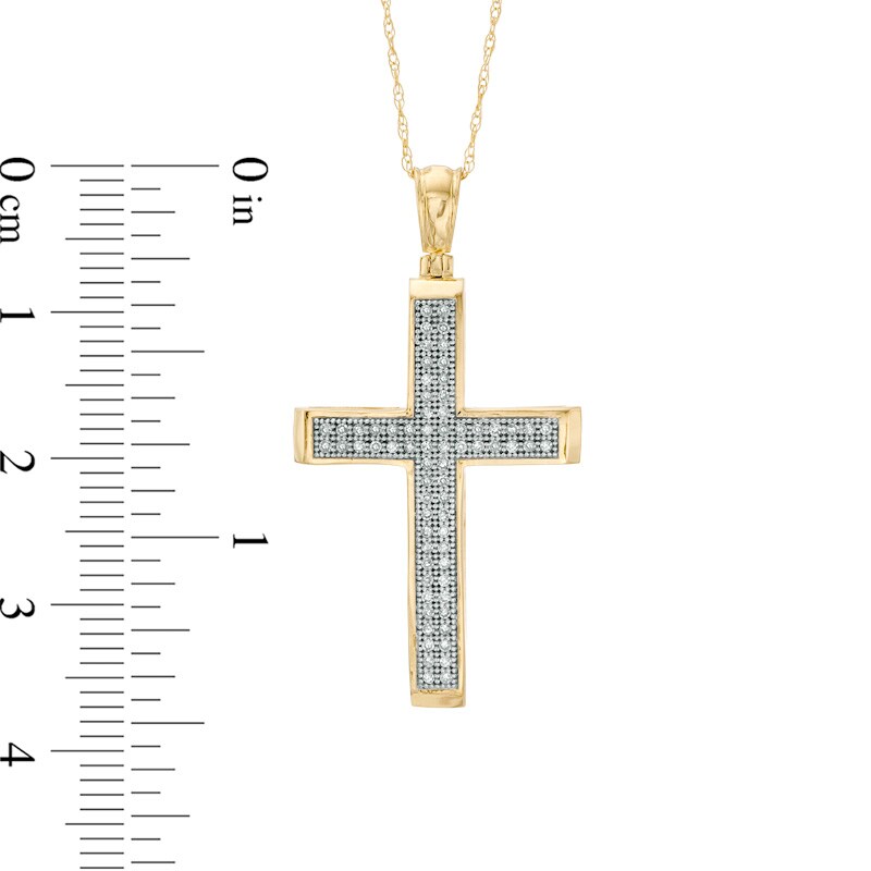 Main Image 2 of 1/5 CT. T.W. Diamond Cross Pendant in 10K Gold