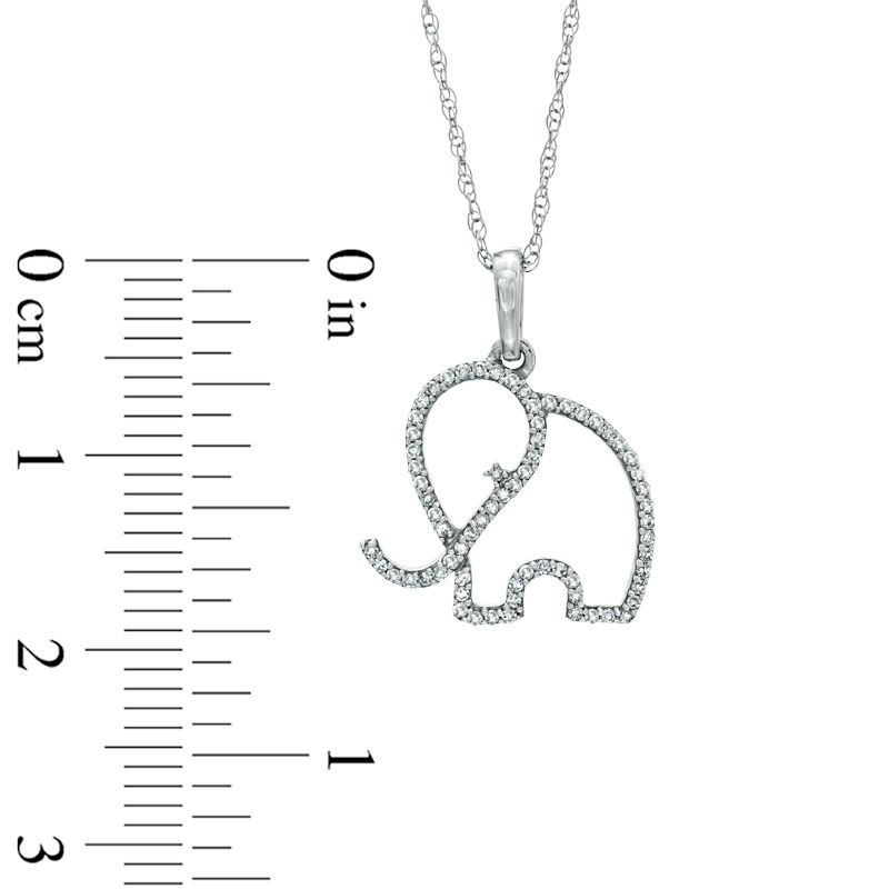 Main Image 2 of 1/7 CT. T.W. Diamond Outline Elephant Pendant in 10K White Gold