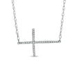 Thumbnail Image 1 of Diamond Accent Sideways Cross Necklace in Sterling Silver