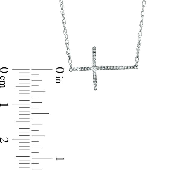 Diamond Accent Sideways Cross Necklace in Sterling Silver