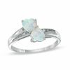 Thumbnail Image 0 of Heart-Shaped Lab-Created Opal and Diamond Accent Double Heart Ring in Sterling Silver