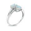 Thumbnail Image 1 of Heart-Shaped Lab-Created Opal and Diamond Accent Double Heart Ring in Sterling Silver