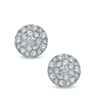 1/2 CT. T.W. Diamond Carnation Cluster Stud Earrings in 10K White Gold