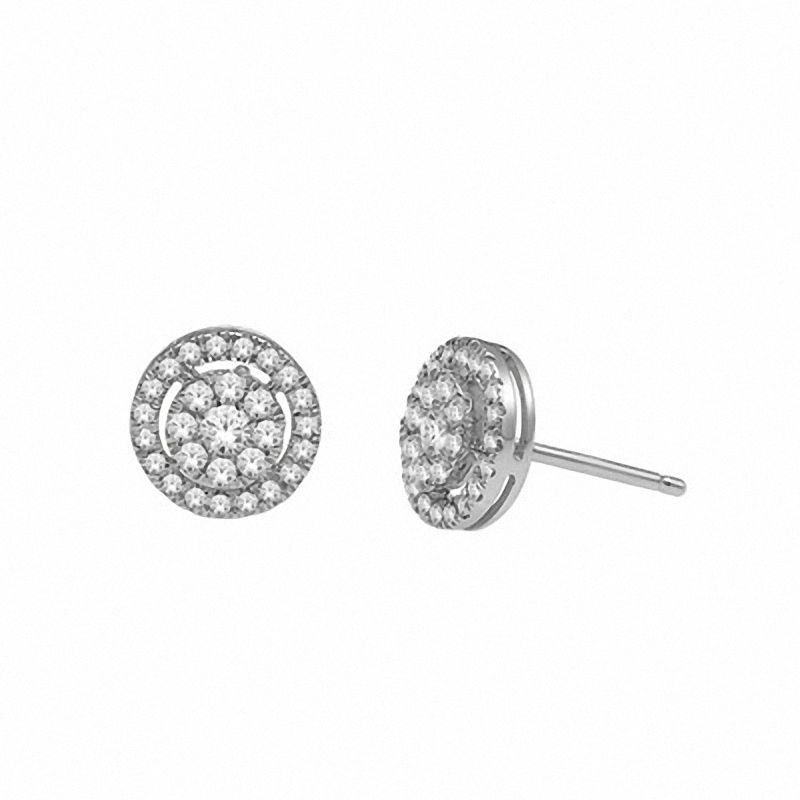 Main Image 1 of 1/2 CT. T.W. Multi-Diamond Frame Stud Earrings in 10K White Gold