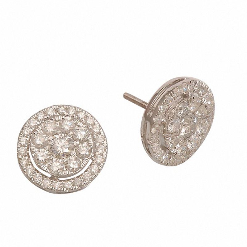 Main Image 1 of 2 CT. T.W. Diamond Cluster Frame Stud Earrings in 10K White Gold