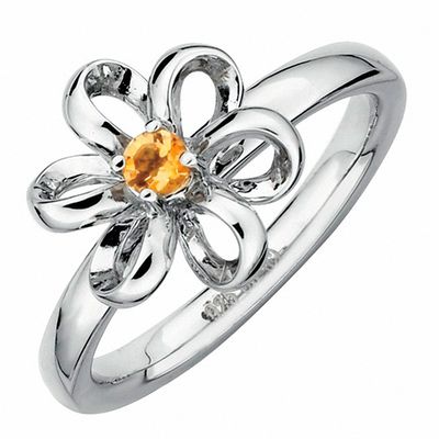 Sterling Silver Stackable Expressions Citrine Double Heart Ring Sterling Silver Stackable Expressions Citrine Double Heart Ring