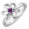 Stackable Expressions™ Polished Three-Dimensional Amethyst Flower Ring in Sterling Silver