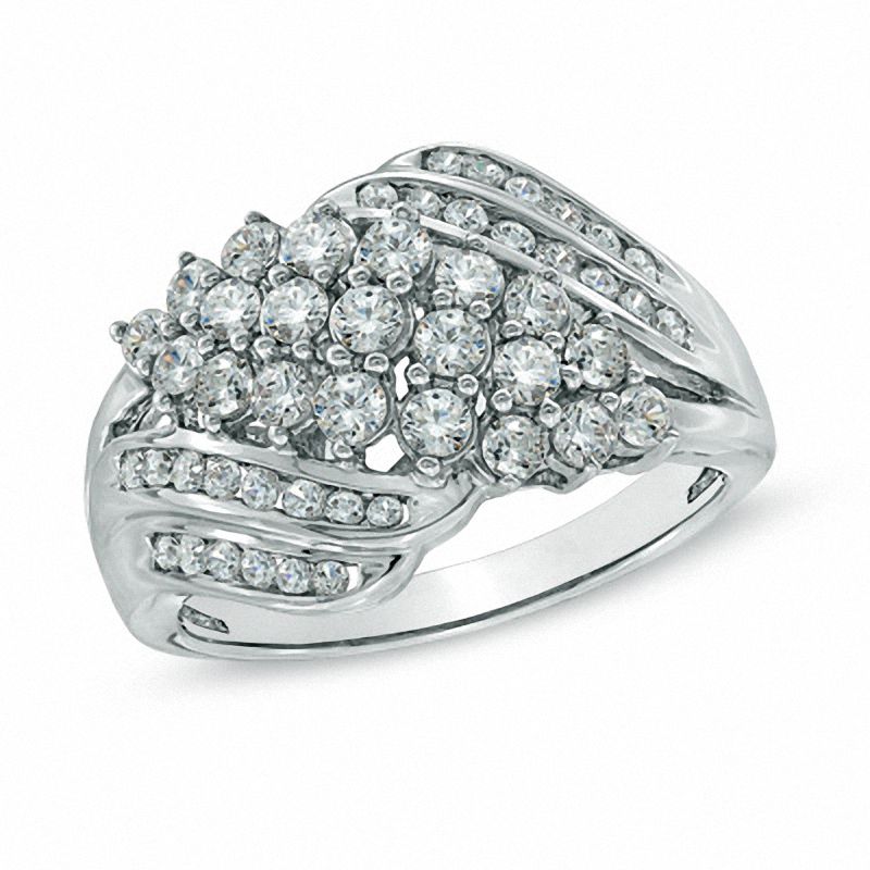 Main Image 1 of 1 CT. T.W. Diamond Waterfall Ring in 10K White Gold