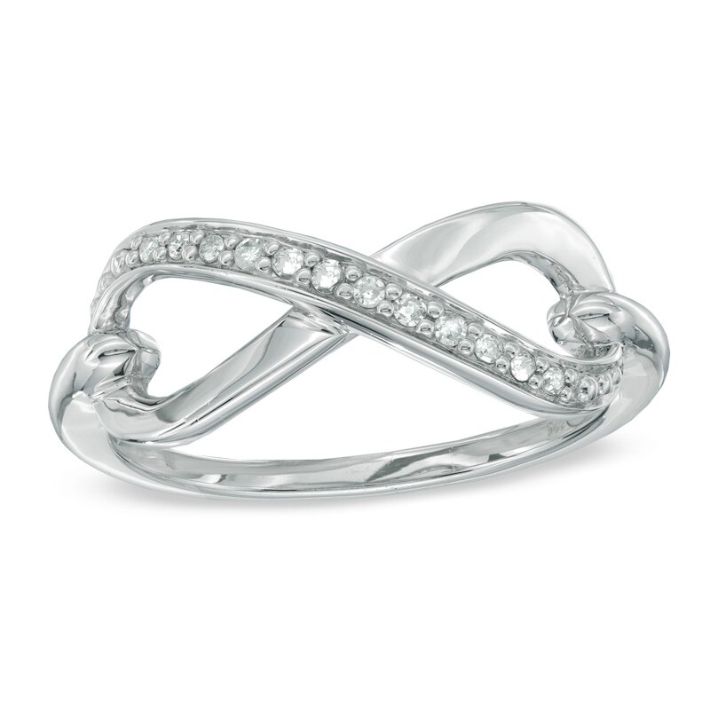 Main Image 1 of 1/15 CT. T.W. Diamond Infinity Ring in Sterling Silver