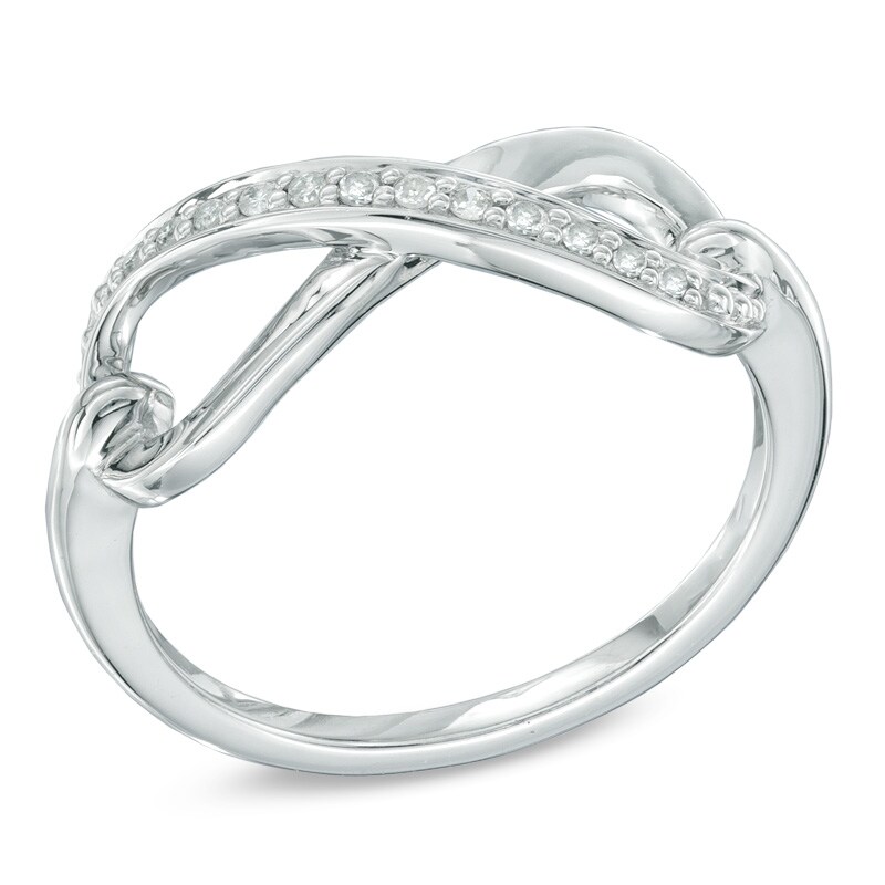 Main Image 2 of 1/15 CT. T.W. Diamond Infinity Ring in Sterling Silver