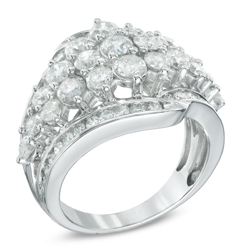 Main Image 2 of 3 CT. T.W. Diamond Cluster Ring in 10K White Gold