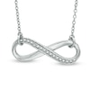 Thumbnail Image 1 of 1/10 CT. T.W. Diamond Sideways Infinity Necklace in Sterling Silver
