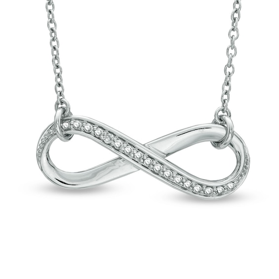 1/10 CT. T.w. Diamond Sideways Infinity Necklace in Sterling Silver